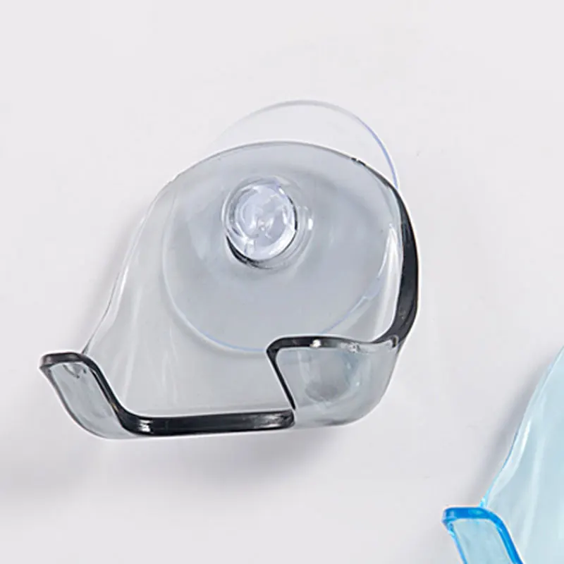Clear Blue Suction Cup Razor Rack Plastic Bathroom Razor Holder Shaver Storage Rack Wall Hook Hangers Towel Sucker Bathroom Tool