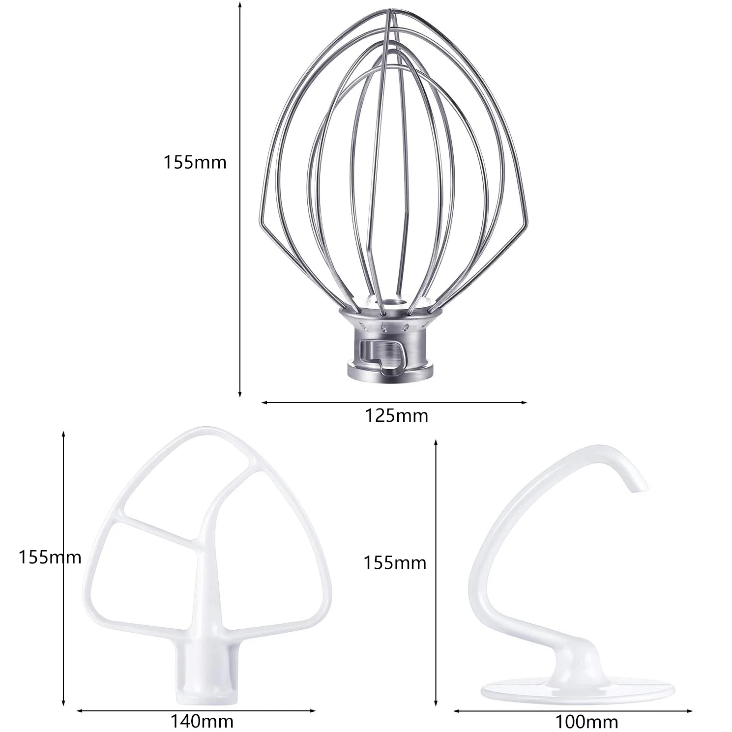Blender Kit for K45DH Dough Hook,K45WW Wire Whip,K45B Coated Flat Blade Scraper,3 Pcs Bowl Vertical Mixer Repair Kit image 2