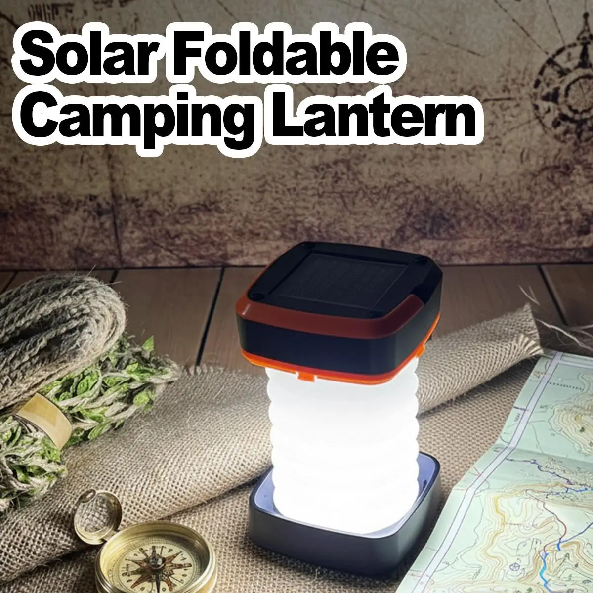 

Solar LED Camping Lantern Foldable High Power Emergency Light Rechargeable Waterproof Outdoor Hiking Fishing Tent Lamp USB Torch
