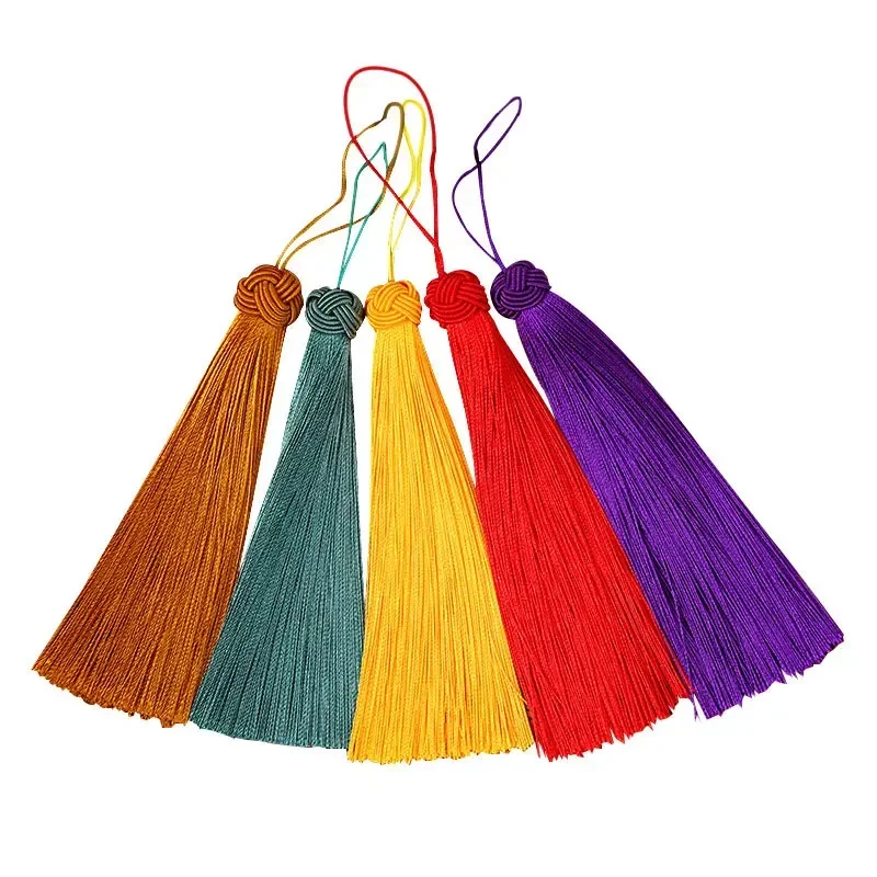 2-10Pcs 14cm Tassels with Pineapple Cap Silky Tassel Handmade Floss Bookmark Tassels with Loops for DIY Crafts Jewelry Making