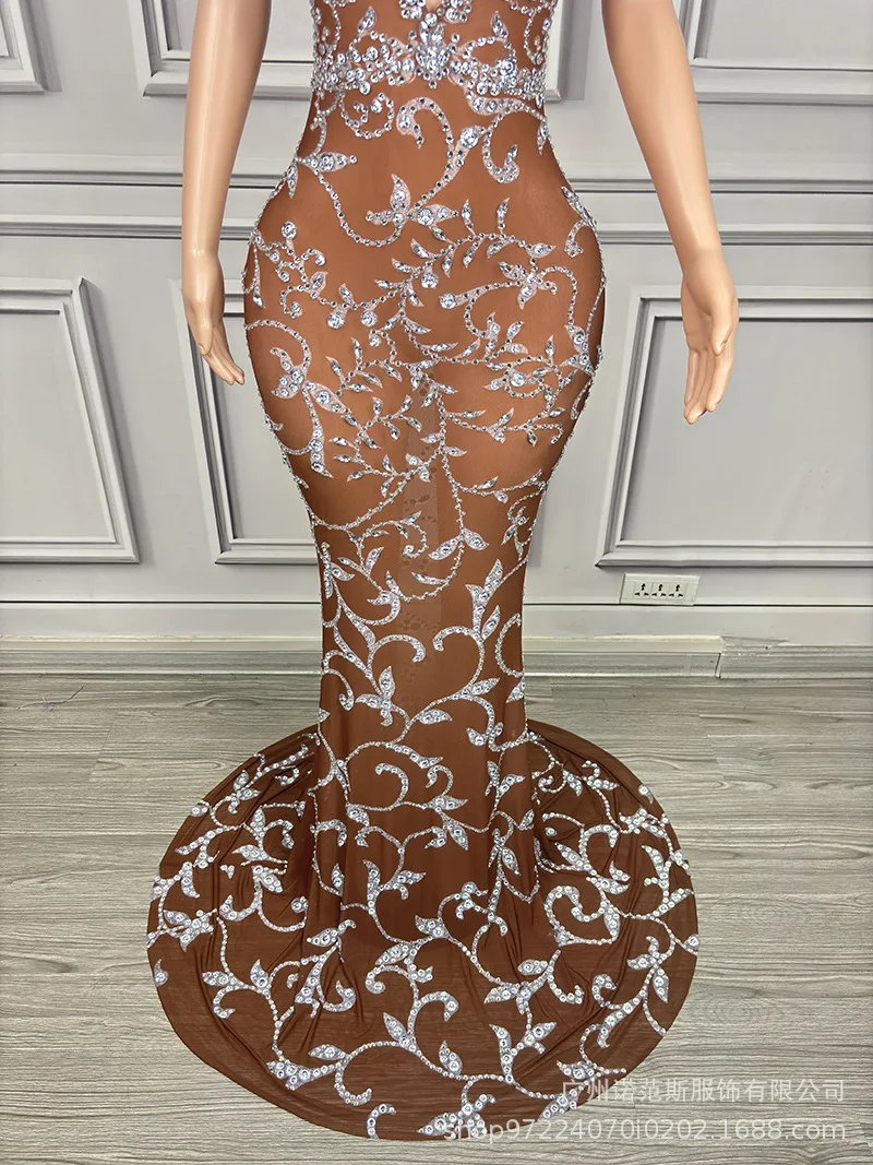 فستان سهرة مجوف برقبة معلقة على شكل زهرة صحراوية، فستان سهرة على السجادة الحمراء، حفلة بار ملهى ليلي، فرقة أداء الغناء، فساتين #6