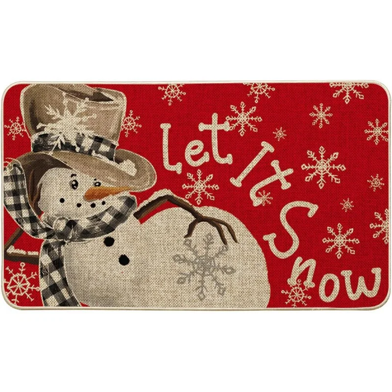 

Christmas doormat, red snowflake snowman, winter floor mat, home decoration 50X80cm