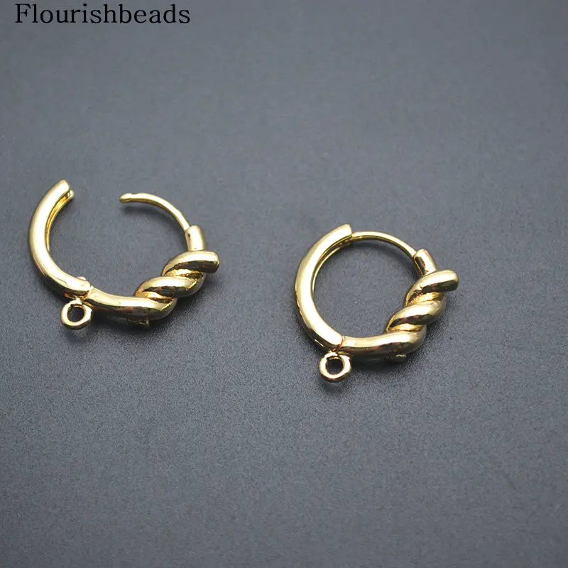 2025 New Designs Anti-rust Gold Plated Twist Shape Metal Brass Shvenzy Earring Clasps Wire Hooks Jewelry Accessories 30pc/lot