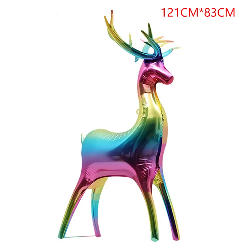 1Pc Christmas Elk Metallic Color Deer Balloons Standing Animal Foil Balloon Kids Inflatable Toys Party Decor Chiden Gifts