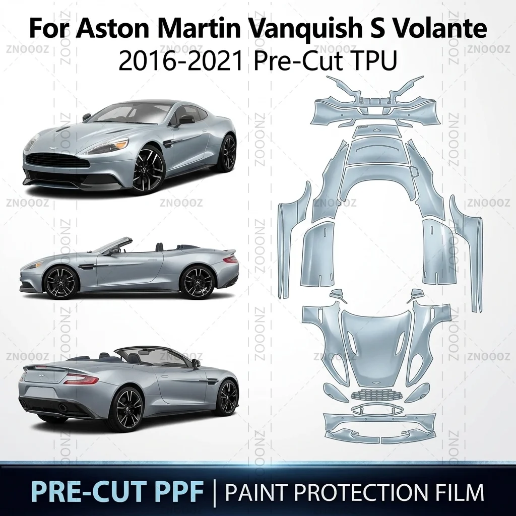 For Aston Martin Vanquish S Volante 2016-2021 Pre-Cut TPU PPF Self Healing High Gloss Full Vehicle Glossy Clear Matte Black