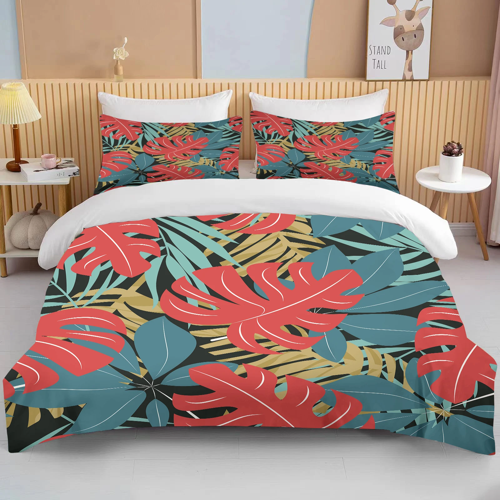 

Tropical rainforest leaves queen bedding set king size double bed bedding set microfiber or polyester duvet set duvet cover