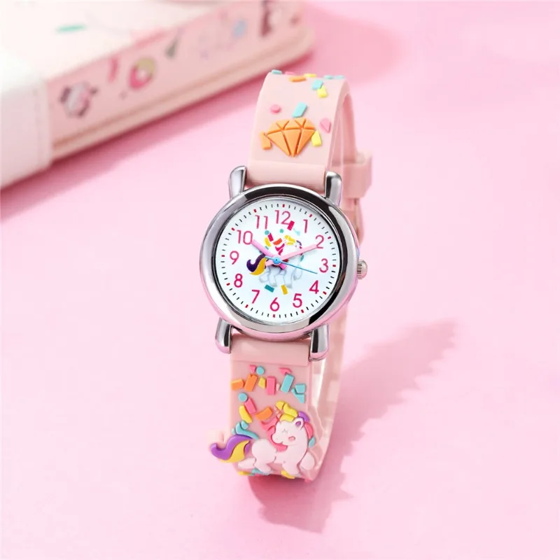 Mingchuang Youpin Cartoon Anime Character Cute Unicorn Pattern Silicon Tape Quartz Watch as a Birthday Gift for Children