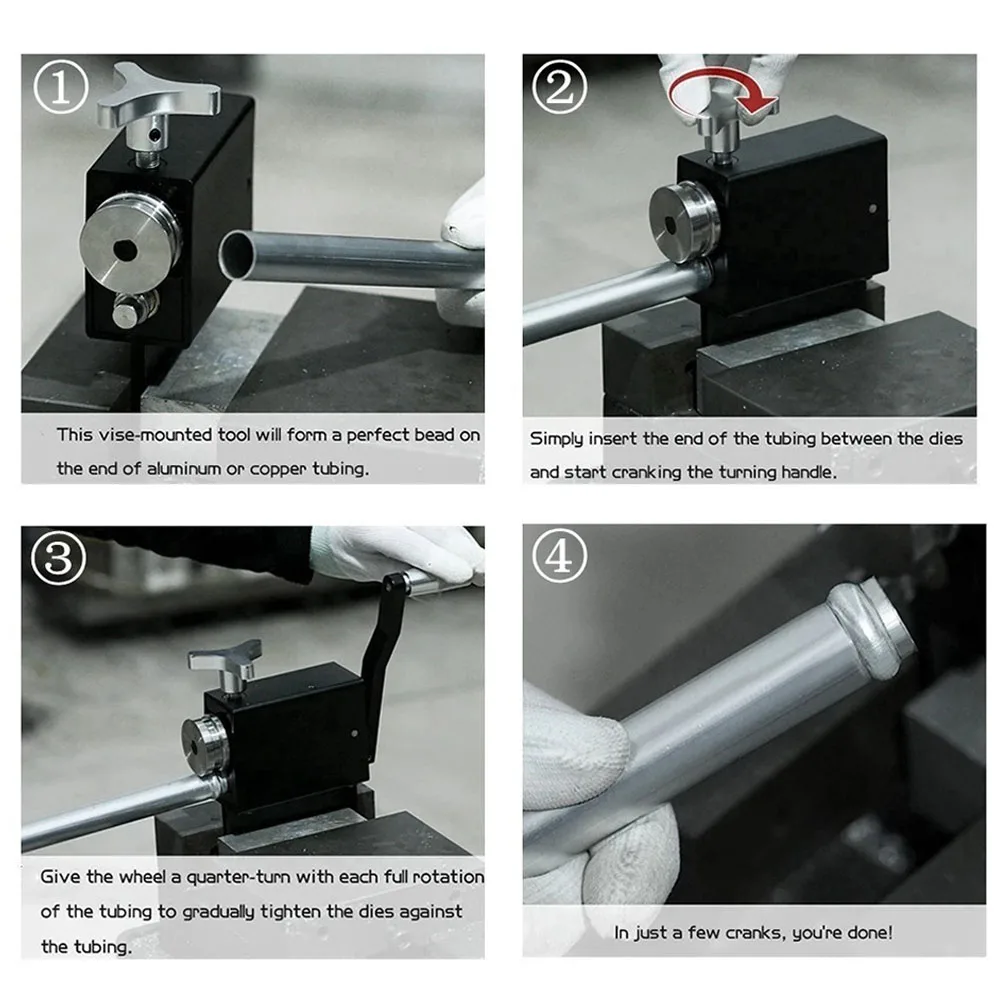 Aluminum Tubing Beader Tool Manual Bead Roller Intake and Intercooler Piping Crimping Tool Fit 5/8\