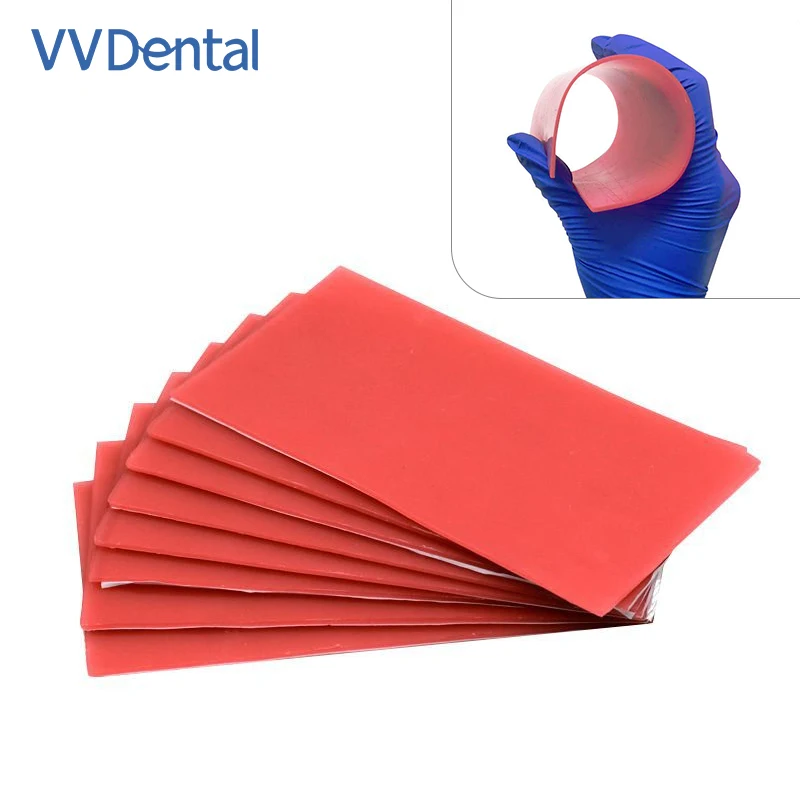 VV Dental Lab Base Plate Soft & Hard Red Dental Wax Sheets Dentist Auxiliary Material Thickness 1.3mm 2mm Teeth False Tool