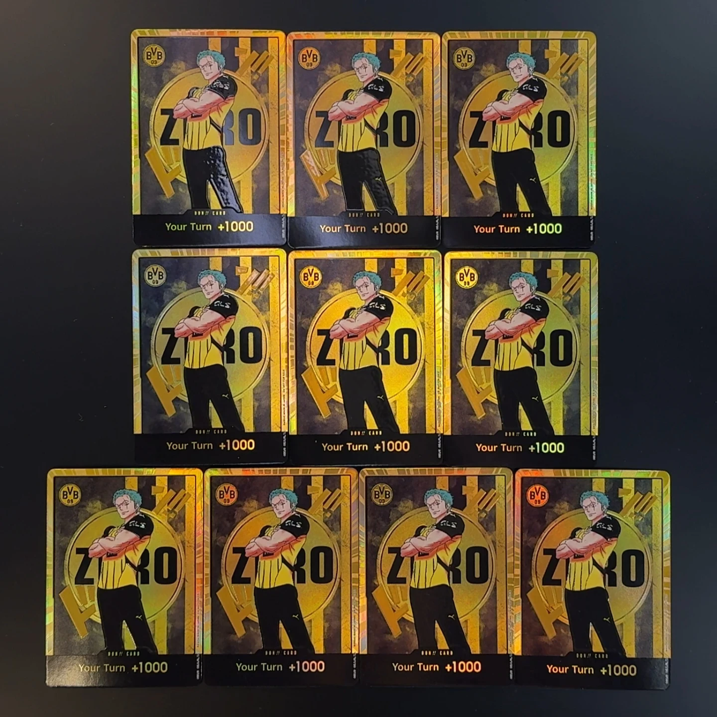 One Piece OPCG English Golden BVB DON Luffy Zoro Sanji Robin DON Card Holographic 3D Textured 10pcs/set Anime Collectible Cards