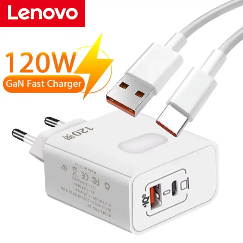 Lenovo 120W GaN USB Charger Quick Charger 3.0 Fast Charging Type C Cable Mobile Phone Charger Adapter For Xiaomi Samsung Charger