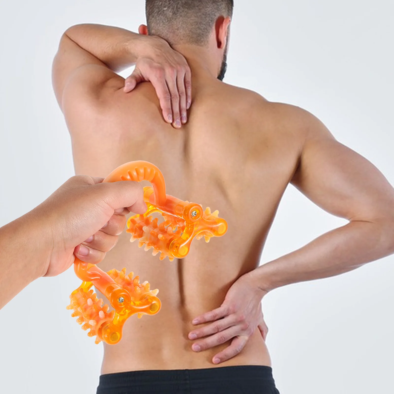 

Роликовый массажер для тела, маленькие колеса, портативный портативный массажер для лунного рулета, шеи, спины, талии, ног, рук, живота, груди, оранжевый