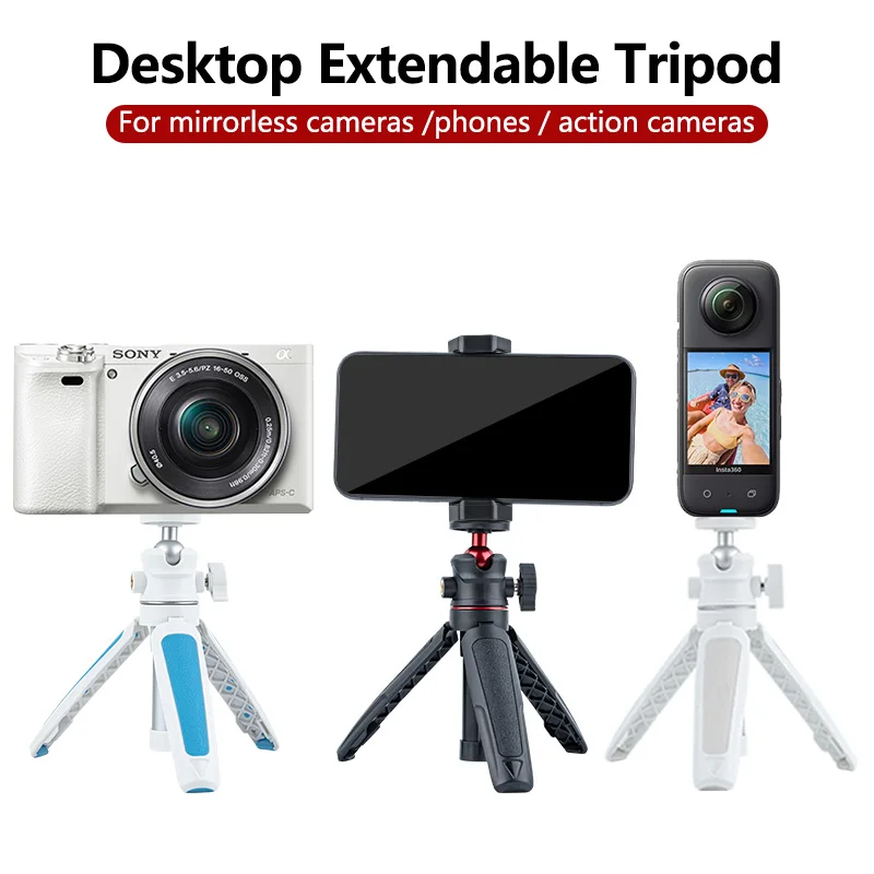 

Extendable Desktop Tripod Micro SLR Camera Gopro Vlog Rotating Mini Tripod for Gopro Hero 12 Mobile phone DJI Action insta360