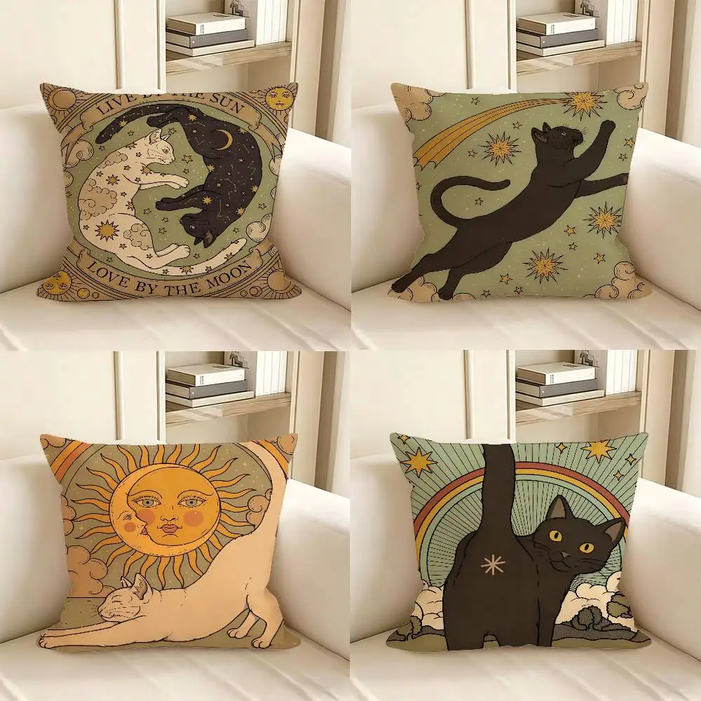 1pc Yin Yang Cat Pillow Case Fashion Square Pillowcase Bedroom Sofa Room Ins Decoration Leisure