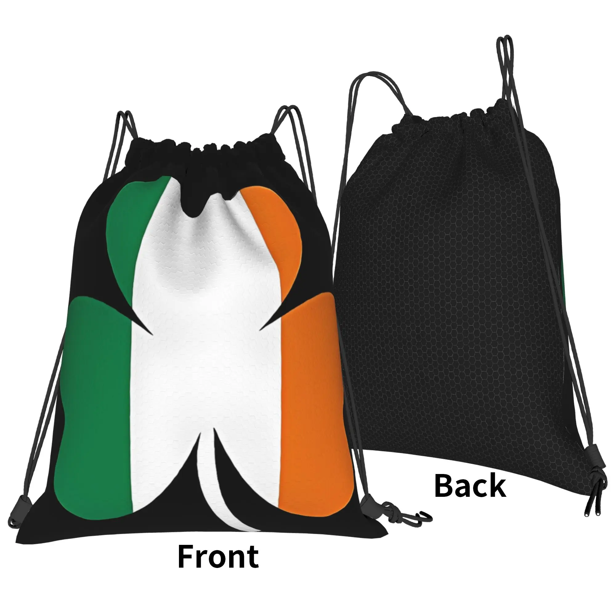 St Patricks Day Ireland Flag Shamrock Portable Sports Riding Gym Drawstring Storage Sporty Backpacks