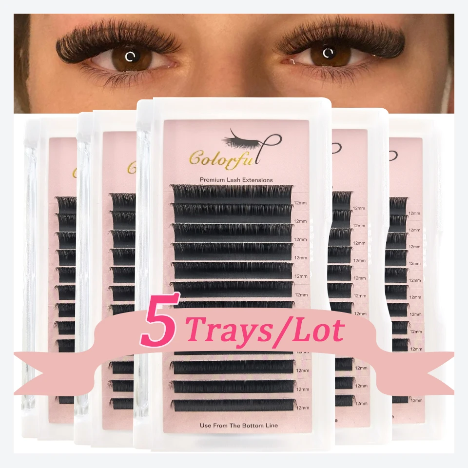 Colorful 5 Trays 20mm Individual Eyelashes For Extension Bottom/Long/Lower Volume Cilio Matte Black Faux Mink Cashmere Silk Lash