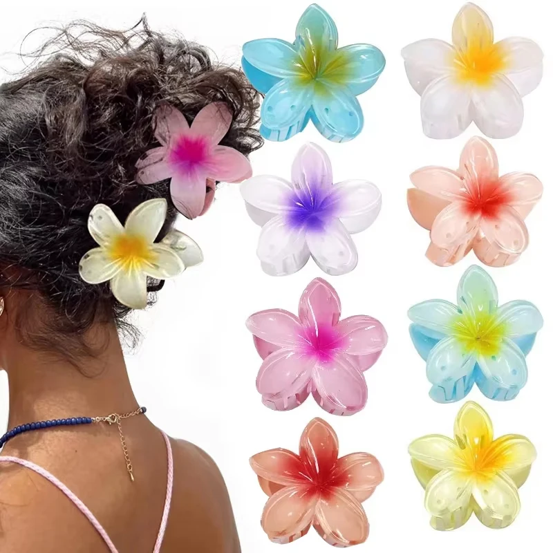 

1/3Pcs Hawaiian Gradient Hair Clips Women Flower Hair Claws Shark Hairpins Vacation Beach Style Hairpins Hair Accessories