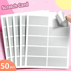 50Pcs Beloning Scratch Kaart Film Gecoat Stickers Scratch Off Labels Diy Kinderen Verlossing Vouchers Bekrast Streep Kaart Film