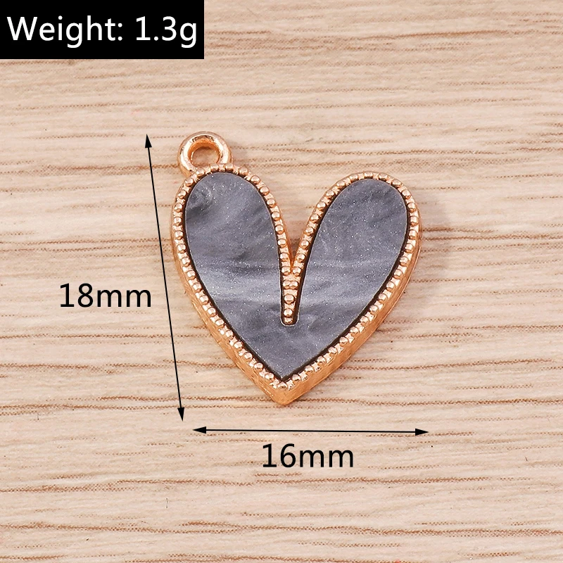 10 Stück niedliche, bunte Emaille-Herzanhänger in verschiedenen Farben zum Basteln von Schmuck, Ohrringen, Halsketten, Armbändern und für DIY-Bastelarbeiten. – Detail 5