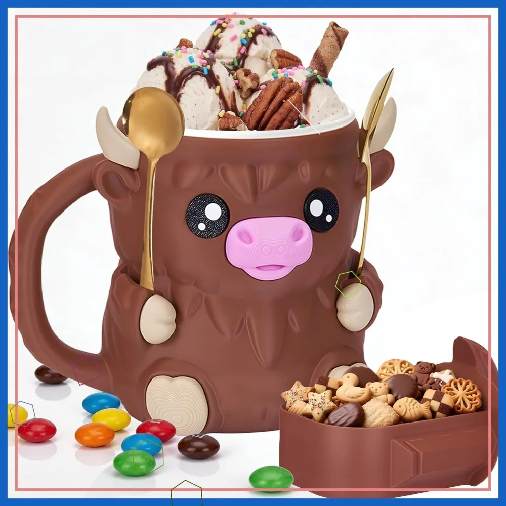 Soporte para helado con forma de vaca Highland con asa, vaso térmico a prueba de fugas para paletas de helado, funda térmica con diseño de animal lindo para latas de cerveza, regalo