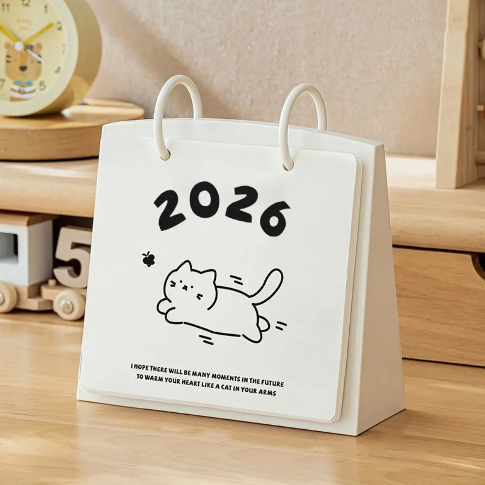 

Cat Pattern 2026 Desk Calendar Year of The Horse Cartoon Schedule Planner To Do List Creative Daily Planner
