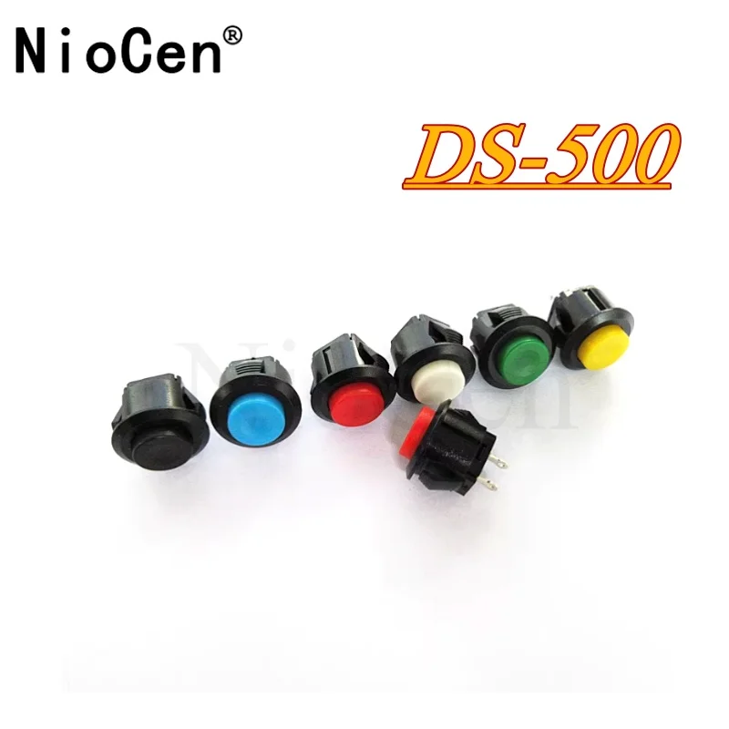 （10pcs）DS-500 snap button switch 14mm round head self resetting normally open 2-pin electric scooter horn switch