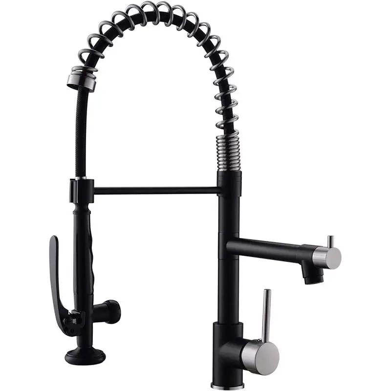

Single Handle Pull Down Kitchen Faucet in Black & Nickel Finish