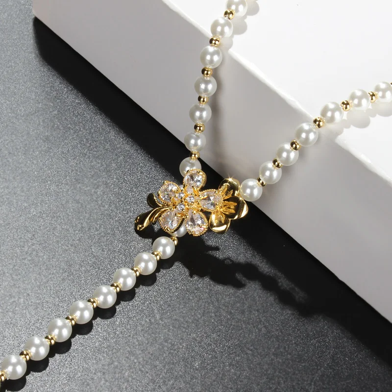 フィジュムパールウエストチェーンアクセサリー-レディース装飾ベルト-ダイヤモンドフラワー-高級感-スモールフレグランススタイルチェーン