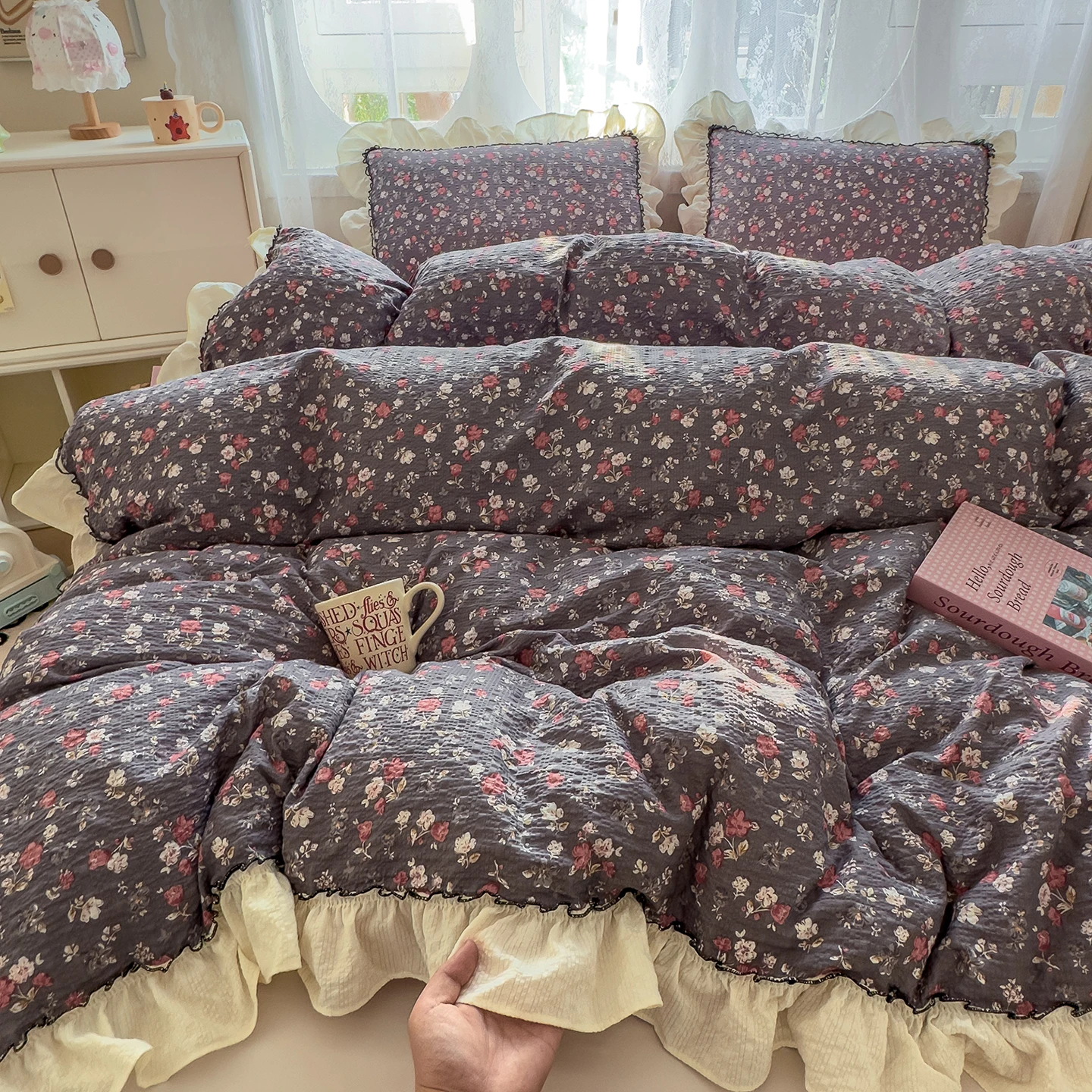 1pc Korean Style Comforter Cover Puff Gauze funda nórdica for Home Queen  Duvet Cover housse de couette 220x240 (no pillowcase)