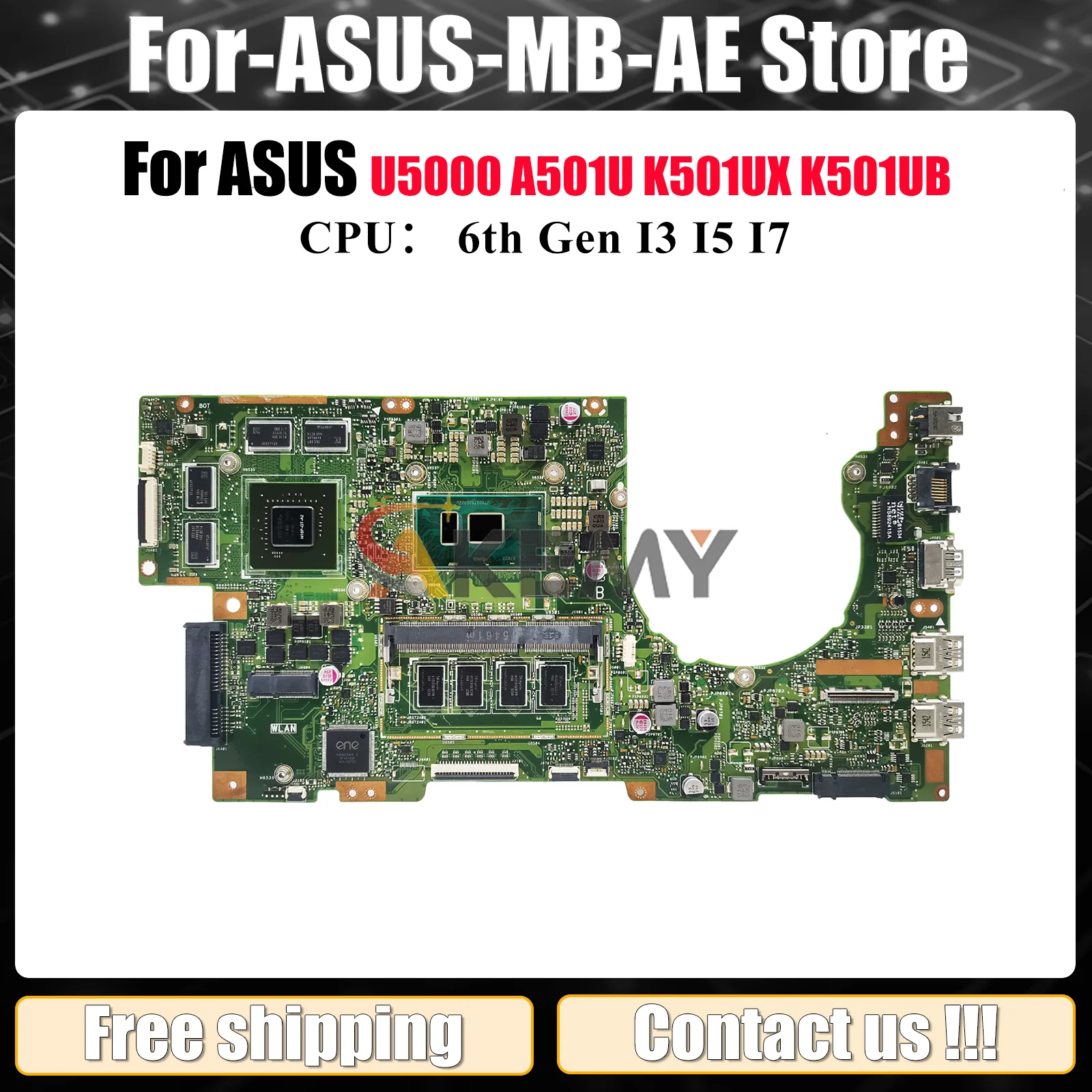 

K501UX Материнская плата для ноутбука ASUS VivoBook K501UWK K501UXM K501UB K501UW K501UQ K501U U5000 A501U K501UX Материнская плата I3 I5 I7 CPU