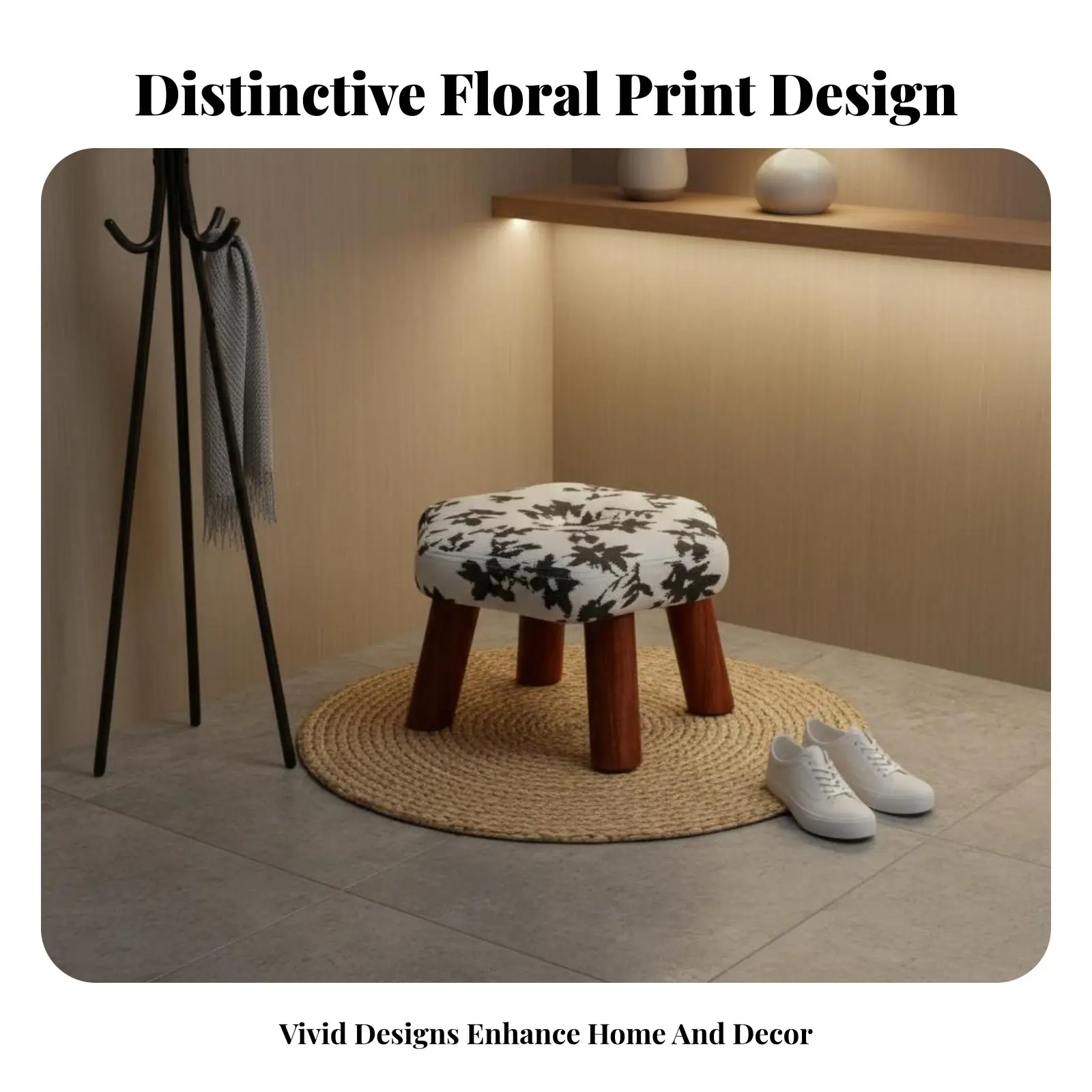 Upholstered Shoe-Changing Bench Hardwood Wood Legs Upholstered Changing Stool Sturdy and Long-Lastinging Adaptable for Seniors