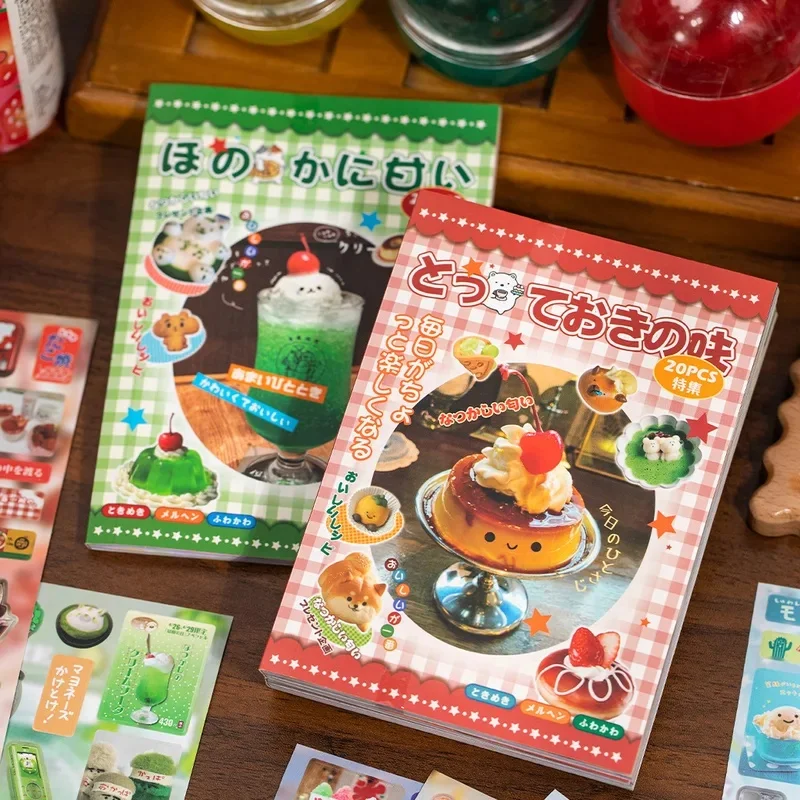 20Pcs Japanese Retro Food Dessert Sticker Book Cute Showa Style Die Cut Stickers For Journal Scrapbooking Planner DIY Craft Deco