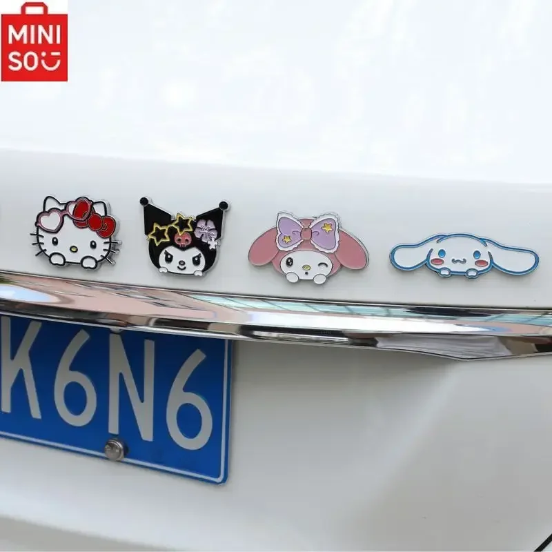 

MINISO Sanrio HelloKitty Car Scratch Cover Cartoon Metal Stickers Kawaii Cinnamon Dog Kuromi Ladies Car Decoration Accessories