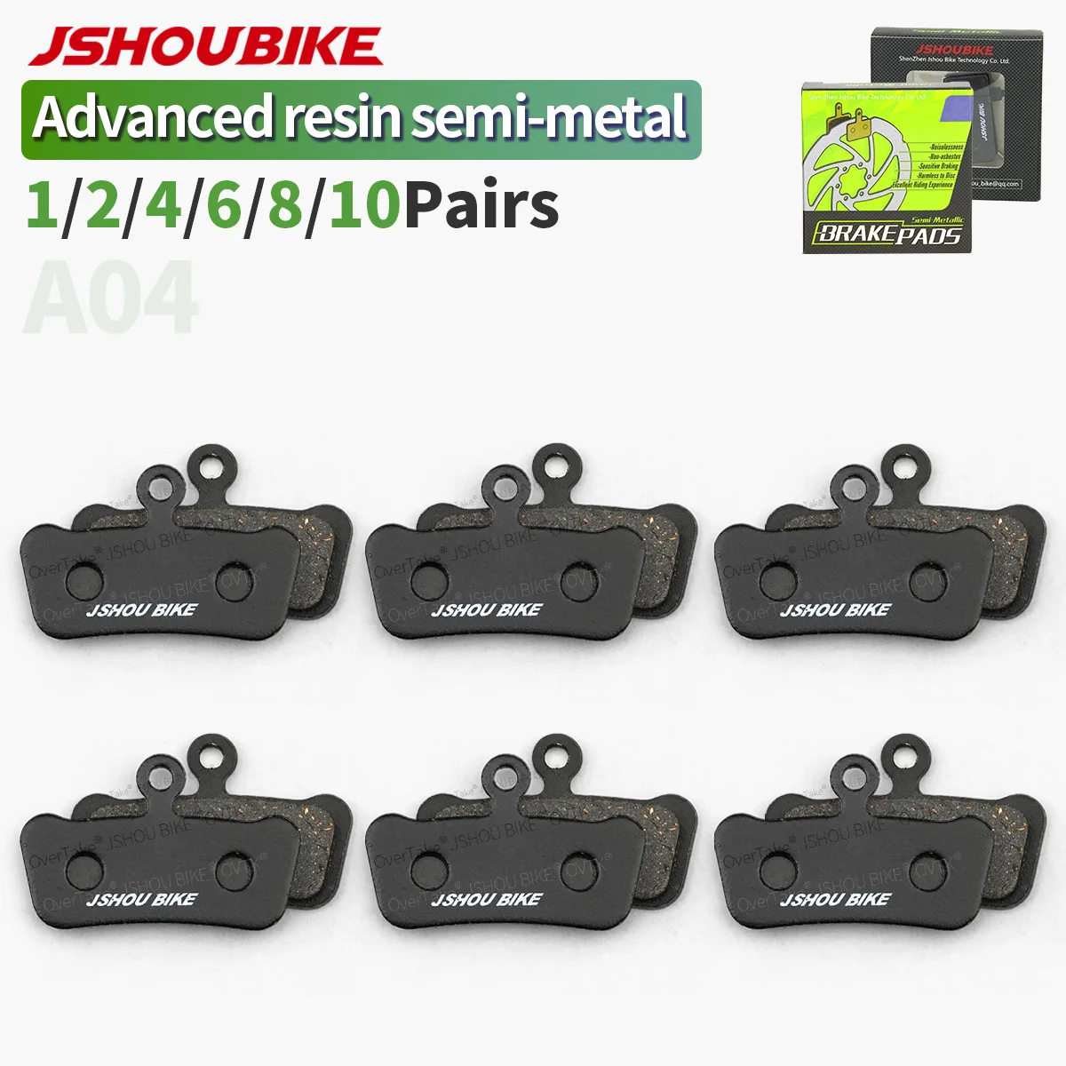

JSHOUBIKE Semi-metal Bicycle hydraulic disc brake pads for SRAM G2, Guide RSC, RS, R, Avid Trial, 4 Pistons Caliper