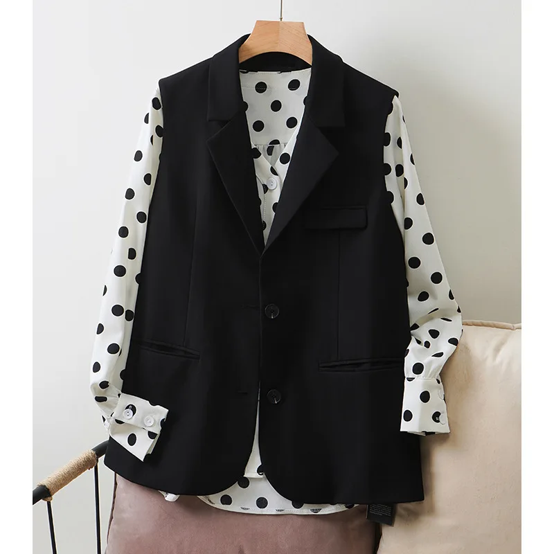 

Женский повседневный жилет-пиджак в корейском стиле для весны и осени, стандартной длины, на одной пуговице, с полосатым дизайном