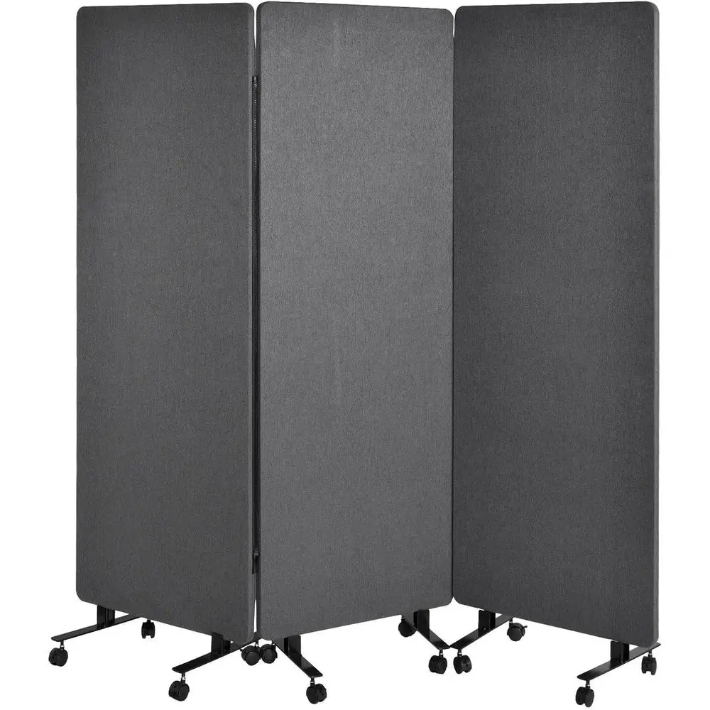

72 x 66 3-Panel Soundproof Room Divider with Wheels, Portable Folding Acoustic Privacy Partition, Freestandings Tackable Office