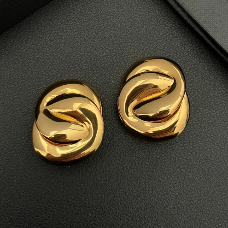 

Винтажные гладкие нерегулярные круглые золотые серьги-клипсы для ушей, женские уникальные дизайнерские очаровательные ювелирные изделия для вечеринки