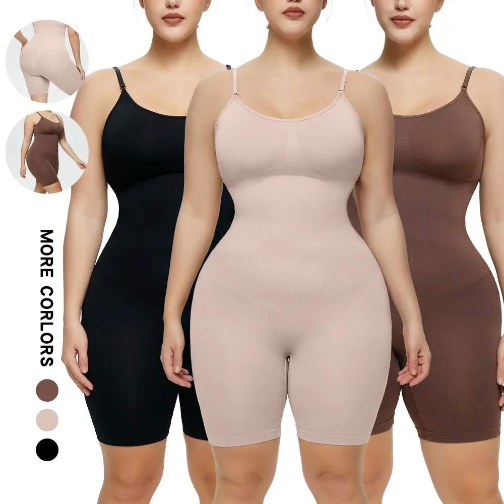 Bodysuit shapewear corpo inteiro para mulheres, controle de barriga, sem costura, treinador de cintura firme