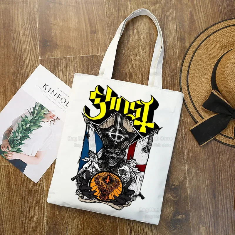 Ghost Band Shoulder Canvas Bags Large Capacity College Harajuku Ghost B.C Handbag Women Bag Shopping Bag