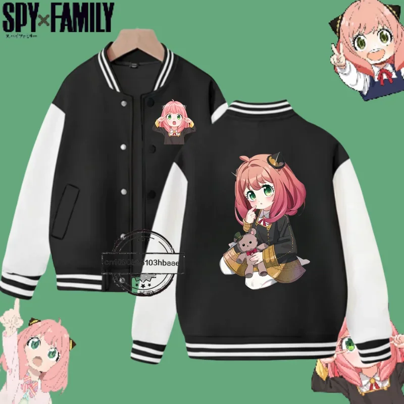 Spy X Family płaszcz jesienno-zimowy 1-14 lat nadruk kreskówkowy dziecięcy strój baseballowy moda chłopcy dziewczęta Kawaii Harajuku Casualjacket