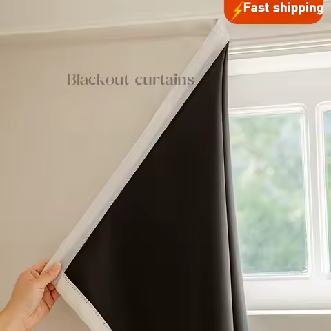 No Drill Easy Install 100% Blackout Short Curtains for Door Kitchen Thermal UV Proof for Windows Bedroom Living Room Home Decor
