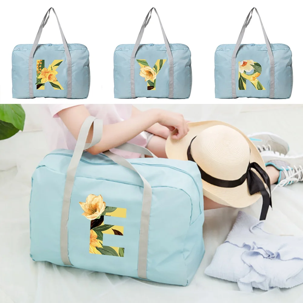 

Handheld Travel Bag Foldable Travel Clothing Storage Floral Pattern Printing Series Large Capacity Business Duffel Bag