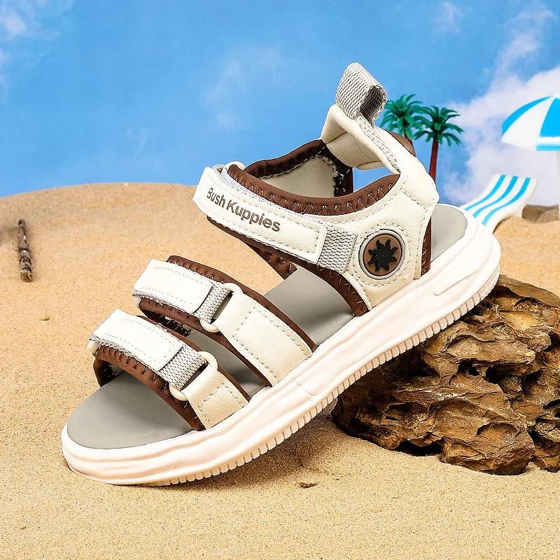 

Children's Sandals 2024 Summer New Children's Shoes Boys Baotou One-Word Sandals Little Boys Non-Slip Soft Soled Beach Shoes