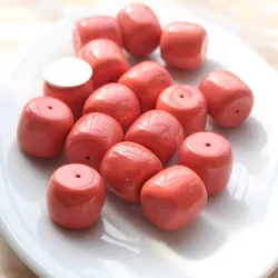 2pieces orange red bamboo Coral pillar apple shape 20/26mm full hole for DIY jewelry making  loose beads FPPJ wholesale nature