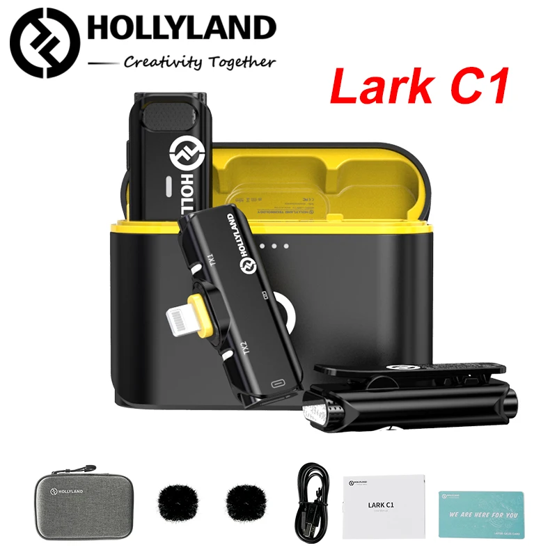 Hollyland Lark C1 duo microfono Lavalier Wireless Mic 8h 650ft per iPhone Android Vloging Live Outdoor Live Broadcast vs M1 150