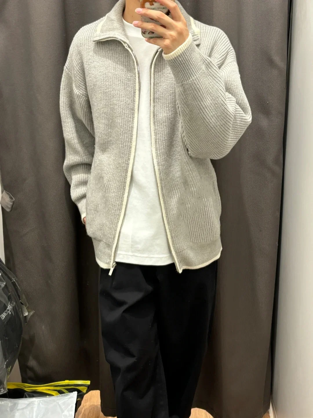 

Мужской трикотажный кардиган с высоким воротником на молнии, свободный крой, весна-осень, удобный, мягкий, повседневный, верхняя одежда