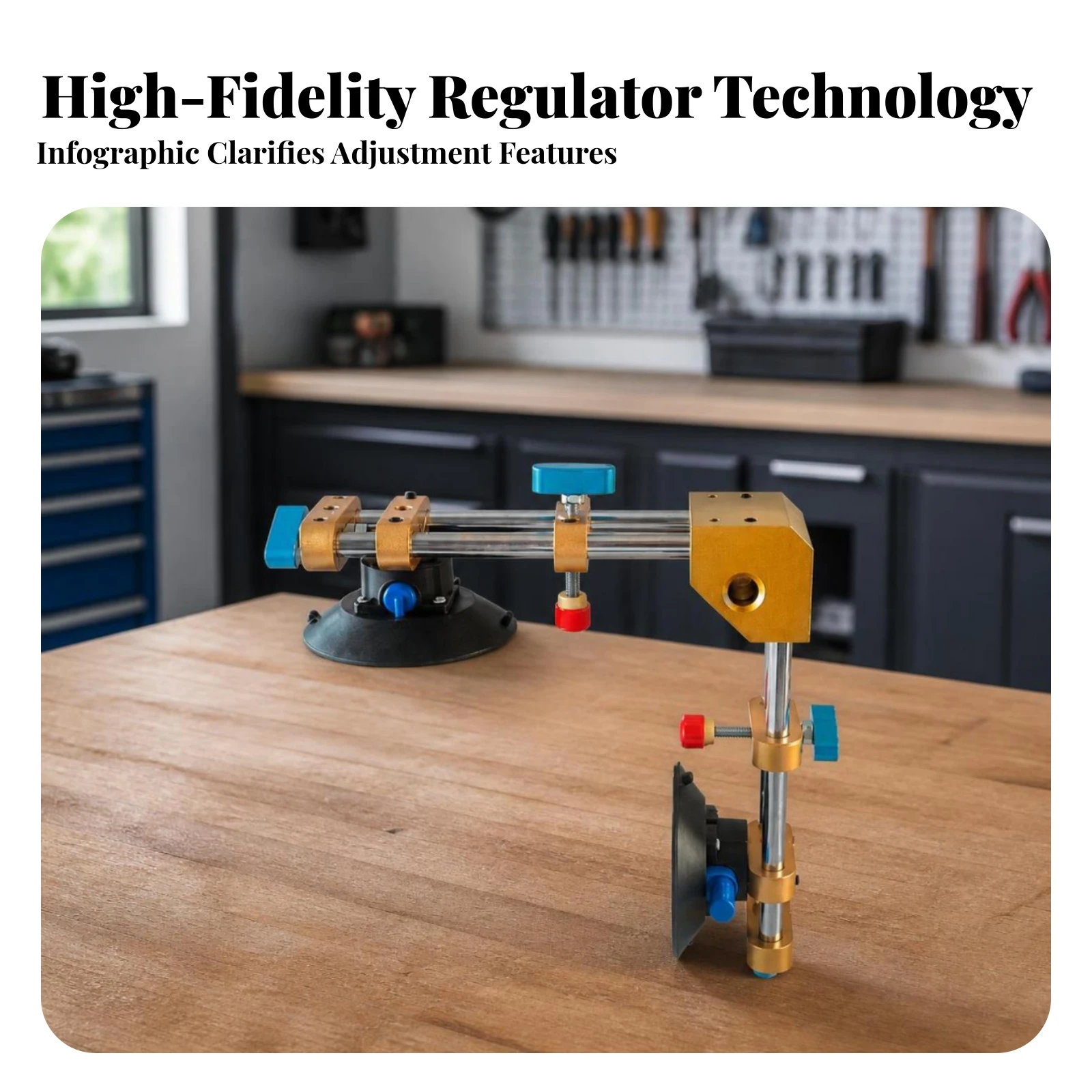 Vacuum Seam Setter with Adjustable Rails Gold Toned Metal Clamp for Polished Stone Countertop Leveling Tool