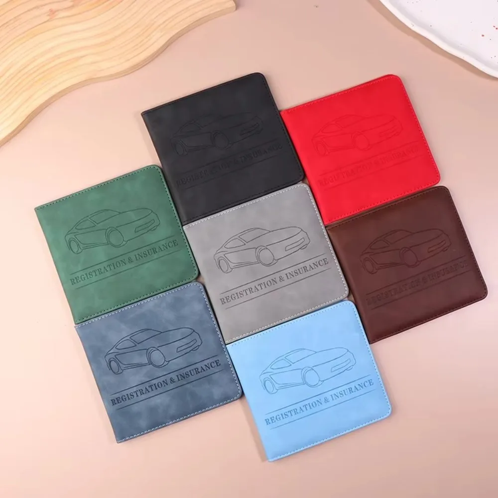 

Leather Car Registration Holder Multiple Card Slots Compact Size Driver's License Holder Durable Construction Glove Box Design