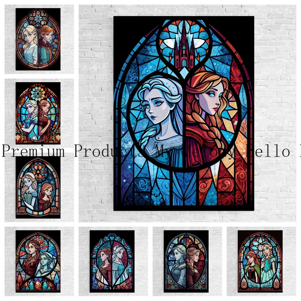 Canvas Painting Disney Princess Elsa Drawing Art Wall Printed Poster Bedroom Living Room Home Decor Kids Room Decoration Gift