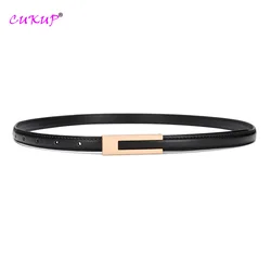 Real Genuine Leather Slide Buckle Belts for Women 1.5cm Wide